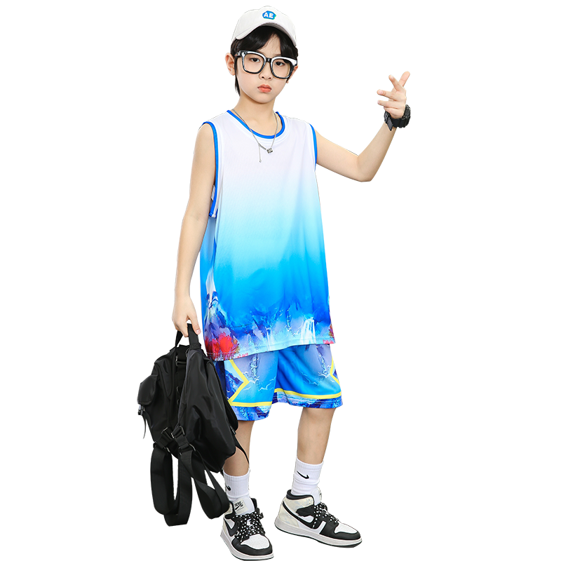 鹿仕尼儿童篮球服套装定制