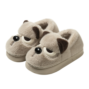 棉拖鞋男士冬季包跟家居2025新款可爱情侣款厚底保暖毛绒小狗棉鞋