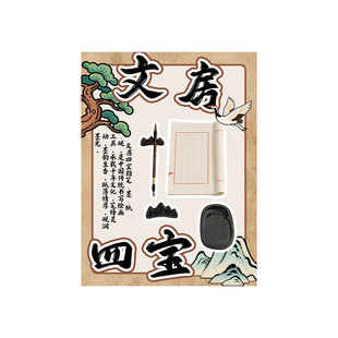 幼儿园小学传统文化布置装饰文房四宝旗袍青花瓷甲骨文兵马俑展板