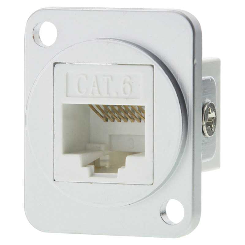 DK-RJ45-5B-B 千/万兆超六类6A网络双通机柜面板D型座模块母对母#