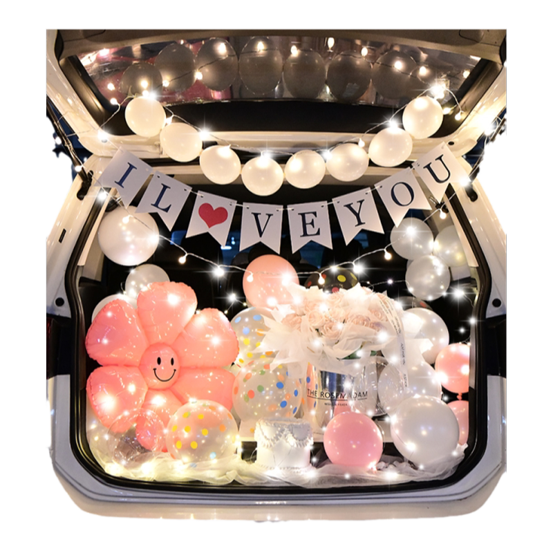 后备箱惊喜布置生日求婚表白装饰车浪漫一周年suv汽车美少女