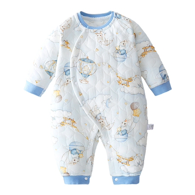 婴儿夹棉保暖连体衣春秋加厚睡衣