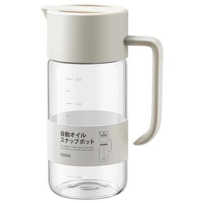 日本LISSA玻璃油壶550ml一键开盖