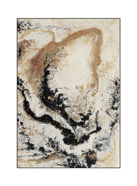 忒派大气水墨抽象流彩油画《潮生》极简轻奢客厅装饰画侘寂风挂画