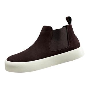 欧洲站男鞋冬季2025年新款磨砂皮一脚蹬中高帮板鞋增高厚底鞋子男