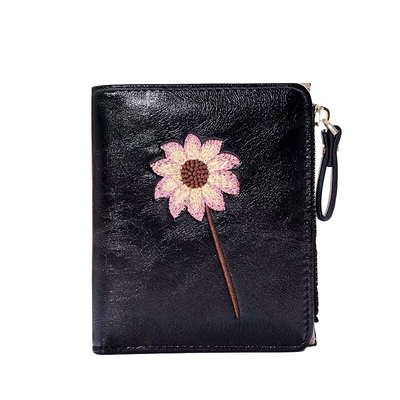 卡包钱包一体女短款日韩学生文艺简约小清新向日葵时尚超薄软皮夹