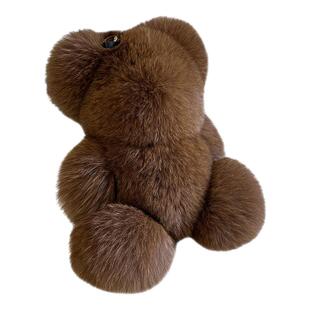 可爱真狐狸毛小熊玩偶书包挂件高级感毛绒皮草超大号棕熊公仔礼物