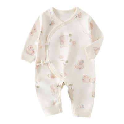 女宝宝新生儿衣服0到3个月婴儿连体衣春秋款纯棉蝴蝶衣和尚服哈衣