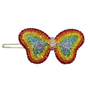 米龙原创满钻甜美时尚红色水钻蝴蝶结蛙扣发夹女气质百搭发饰