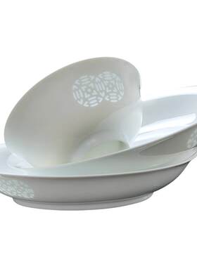 古镇白玲珑陶瓷餐具碗碟套装礼盒