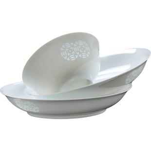 古镇陶瓷景德镇白玲珑餐具碗碟套装礼盒家用碗碟盘勺白瓷瓷器套组