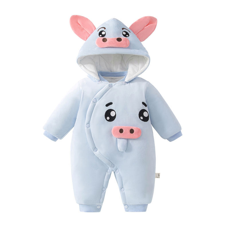 婴儿衣服冬季夹棉连体衣女宝宝冬装保暖棉服冬天加厚外出棉衣爬服