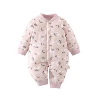 婴儿衣服秋冬夹棉连体衣宝宝秋装女宝小公主贴身保暖哈衣秋季薄棉