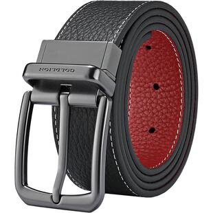 金利来皮带男真皮时尚商务牛皮针扣新年红腰带青年本命年属马裤带