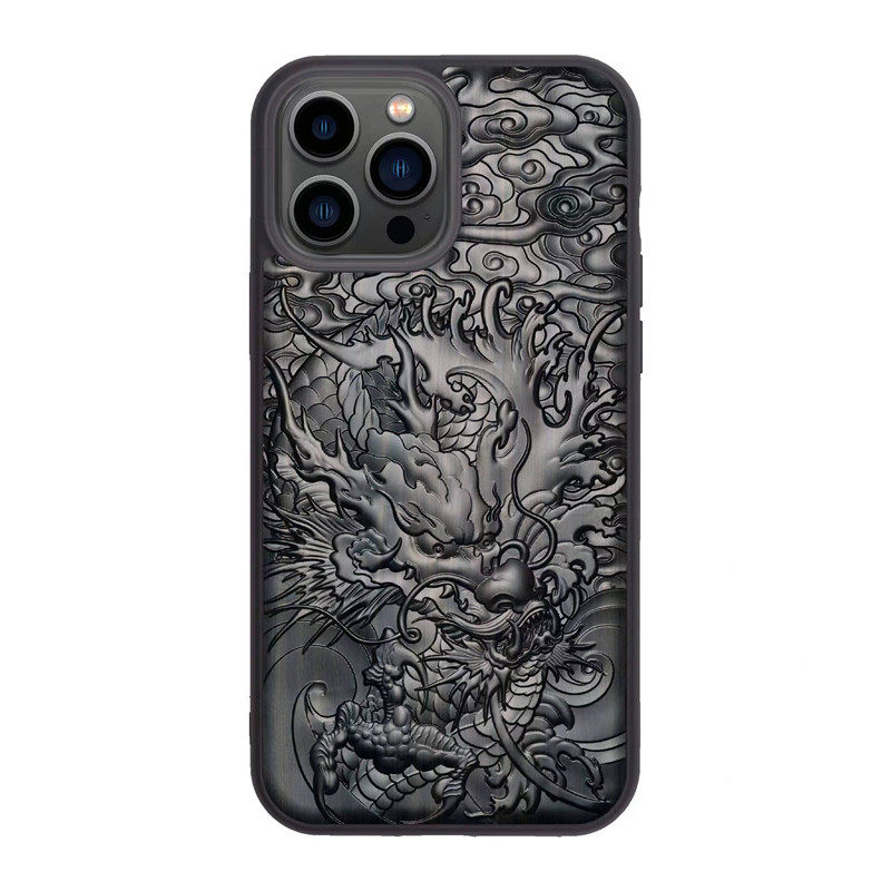 iphone15龙腾四海13pro Max木质手机壳苹果14 plus紫光檀12mini防摔保护套11复古浮雕Xr中国风