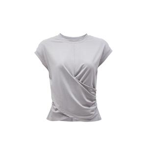 vq区绫致Vero ModaT恤女2025夏季新款收腰圆领褶皱落肩无袖上衣