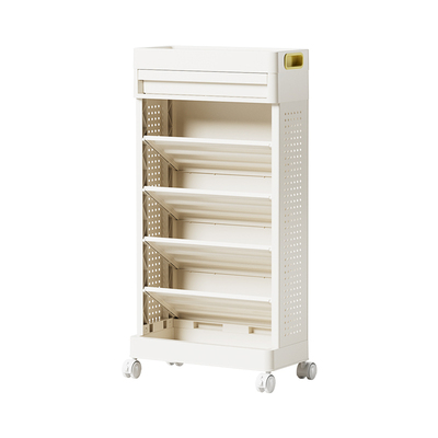 可移动桌边收纳架桌面书立学生教室课桌收纳神器高中生书本儿童绘本收纳架带轮多层置物架课桌旁书房简易书架