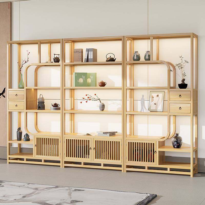 茶叶储藏柜茶架子置物架茶具架新中式茶架茶柜侘寂风博古架多宝格