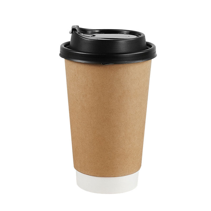 双层牛皮纸杯带盖一次性咖啡杯防烫耐高温加厚奶茶豆浆杯支持定制