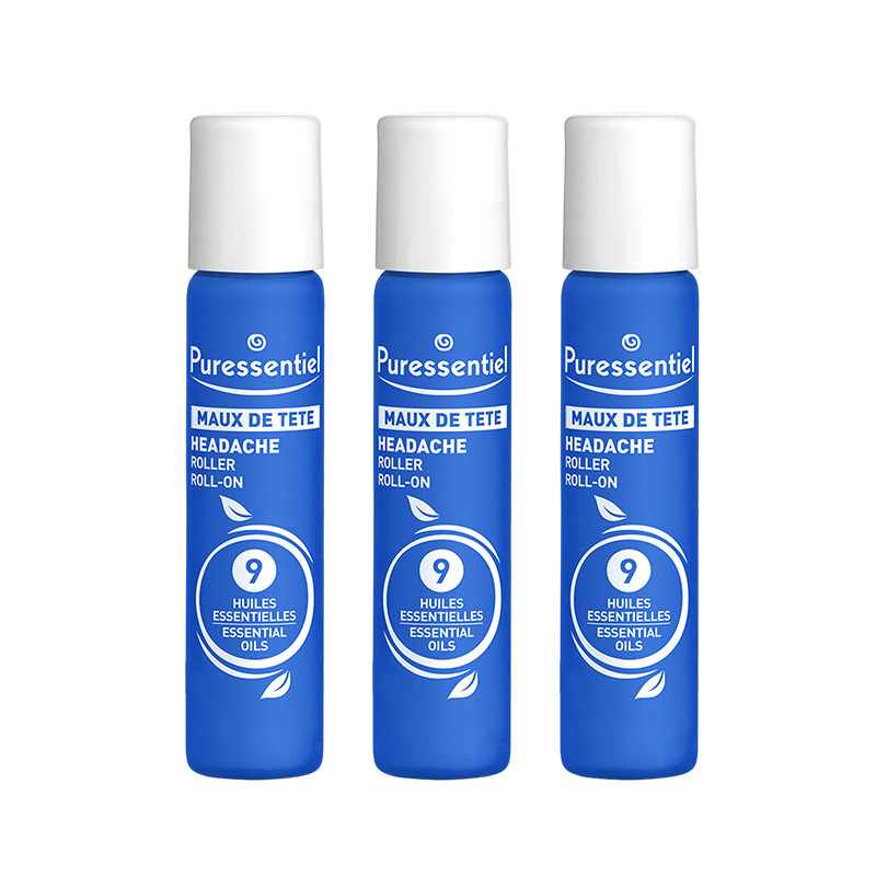 Puressentiel璞医香9号滚珠精油头部舒缓滚珠紧绷胡椒薄荷5ml*3