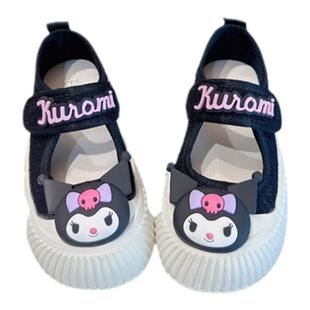 女童黑色玛丽珍帆布鞋儿童幼儿园室内鞋轻便防滑幼稚园女宝宝布鞋