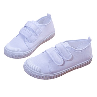 白色帆布鞋儿童女童小白鞋男童演出鞋学生表演幼儿园学校指定防滑