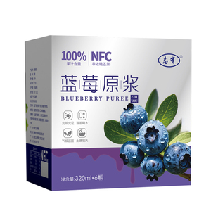 志有100%蓝莓原浆 NFC果汁蓝莓汁不添加蔗糖整箱饮料批发玻璃瓶装