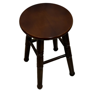 新中式家用全实木圆凳胡桃色小凳子客厅餐椅白色板凳原木46厘米高