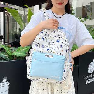 新品 简约ins可爱卡通涂鸦双肩包学生潮搭书包女包轻便小众大容量