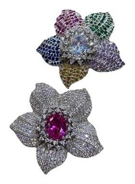 紫绿色花朵甜美优雅戒指镀金奢华