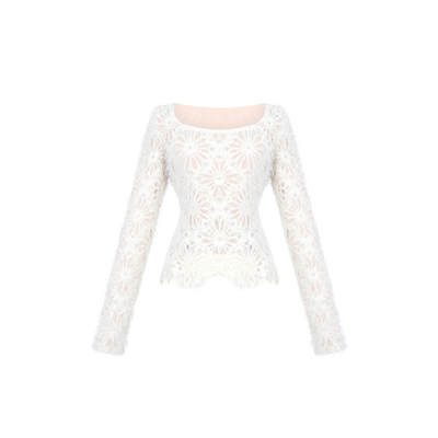 木子李的李设计感蕾丝上衣