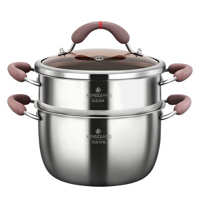 铿锵316L不锈钢汤锅家用特厚蒸锅
