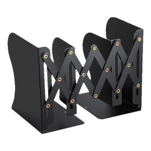 可伸缩金属书立带笔筒书架桌面书本折叠固定书本收纳架一体挡板书夹立架小学生用桌上初高中生创意放书收缩架