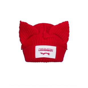 三标齐Loverboy可爱兔耳针织帽女冬季羊毛毛线潮牌猪猪猫耳冷帽子