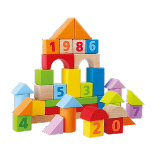 Hape木制积木宝宝早教数字形状颜色启蒙儿童拼搭益智玩具生日礼物