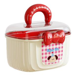 多巴胺发饰盒儿童卡通双层带分隔大容量药盒首饰塑料手提收纳盒