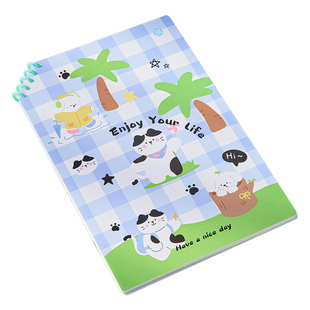 三年二班 可爱动物斜角活页本笔记本计划本子初高中生专用作业登记本错题本2026高颜值新款线圈本卡通手账本