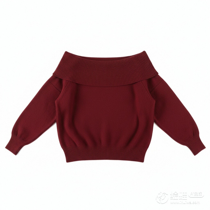 韩系一字领斜肩显瘦秋冬毛衣