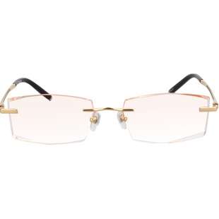 雅士路纯钛钻石切割无框近视眼镜男配变色眼镜框切边眼镜架眼睛框