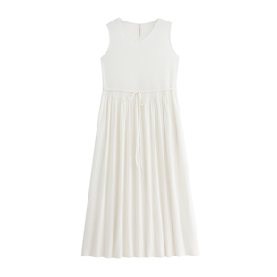 带胸垫睡衣睡裙女款夏季纯棉背心无袖白色高级感连衣裙休闲可外穿