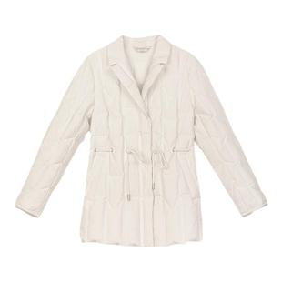 诗梦女装冬季短款白色羽绒服收腰显瘦优雅女人味西装翻领白鸭绒