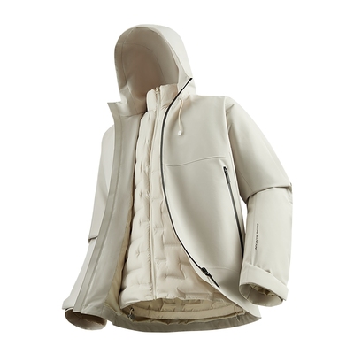 红豆防风可脱卸胆户外冲锋羽绒服