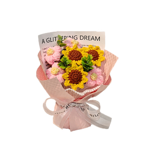 花束编织玫瑰花向日葵针织花