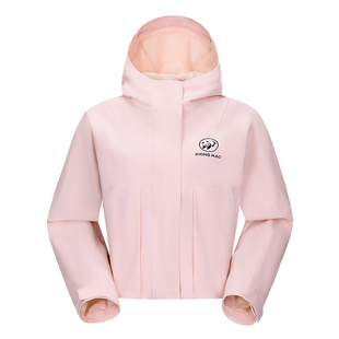 熊猫冲锋衣女短款外套女2026新款春个户外休闲连帽防风水旅行风衣