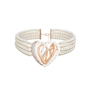 SUMIYAKI 敲重工! 多层珍珠锁骨链缠绕爱心choker