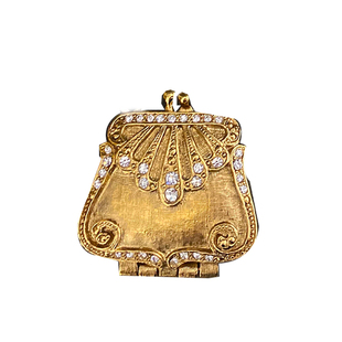 Vintage中古首饰珍珠浮雕珐琅香膏相片盒像片盒项链毛衣链