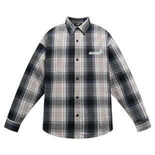 404MOB卡其色美式刺绣复古格纹衬衫男痞帅百搭宽松磨毛情侣上衣潮