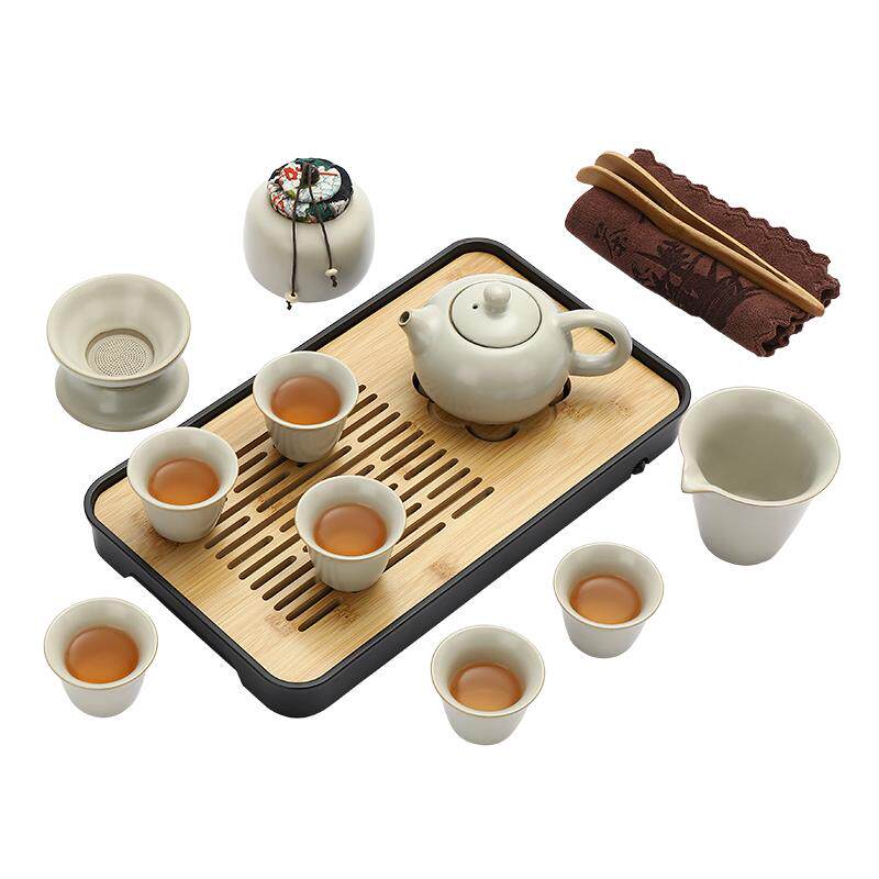 汝窑旅行功夫茶具小套装户外便携收纳包简约茶盘陶瓷泡茶壶茶杯