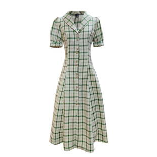 衬衫裙女夏天新款小众收腰显瘦茶歇裙法式格子裙温柔风连衣裙夏季