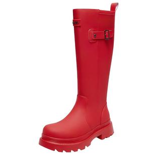 骆驼户外雨靴黑色战靴高颜值雨鞋女士经典涉水鞋防水防滑长筒靴子